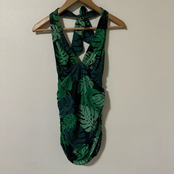 Collectif X Playful Promises Green Palm Skirted Swimsuit One Piece Pinup-6 - Picture 2 of 12